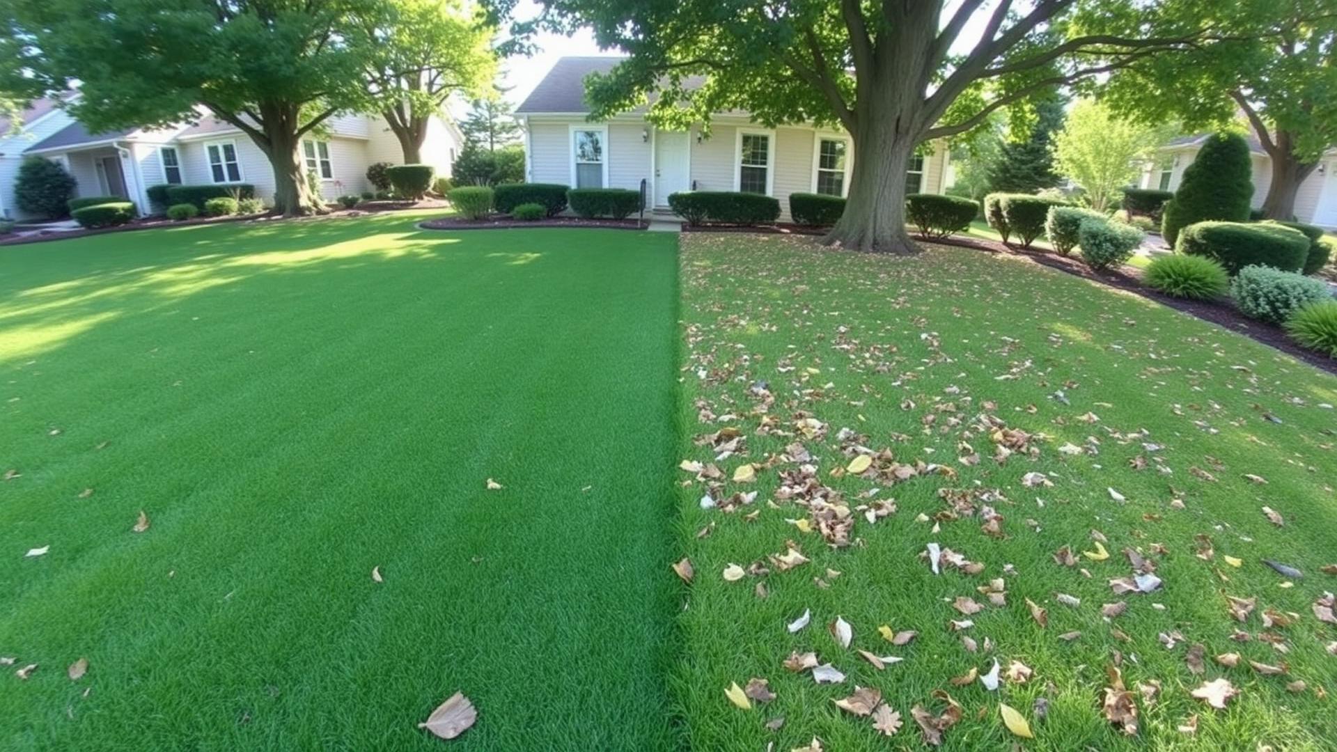 Before and after seasonal yard cleanup in Sioux Falls