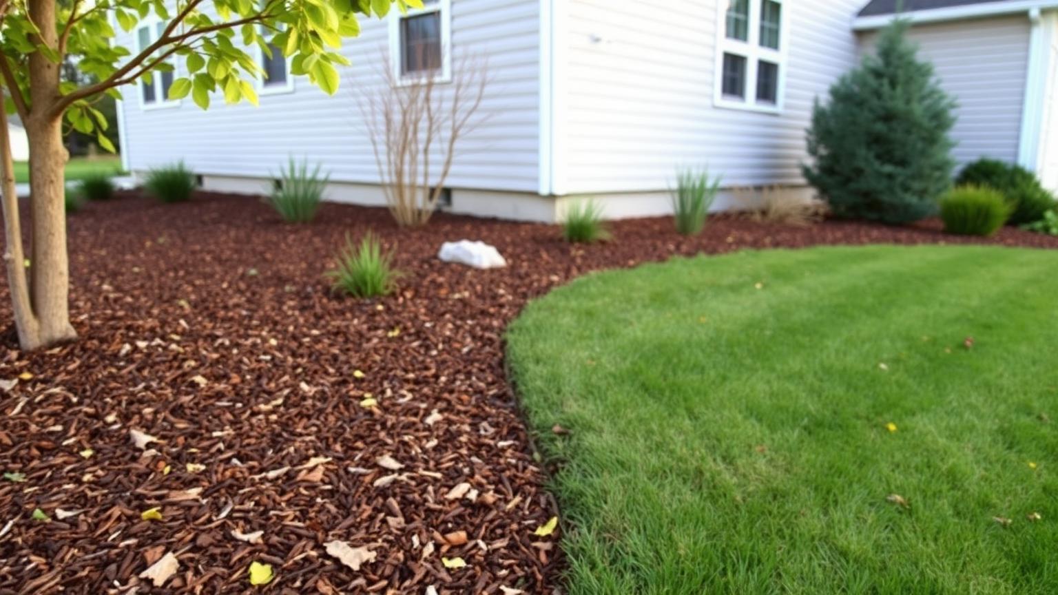 Landscape bed replacing a weak section of lawn